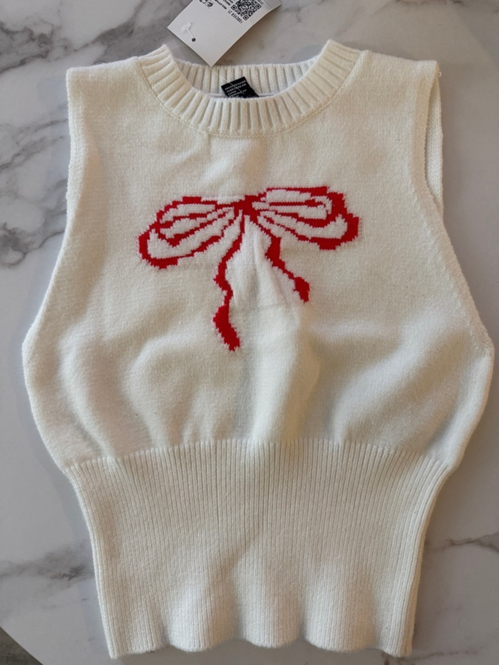 Forever 21 SWEATER-KNIT BOW CROP TOP